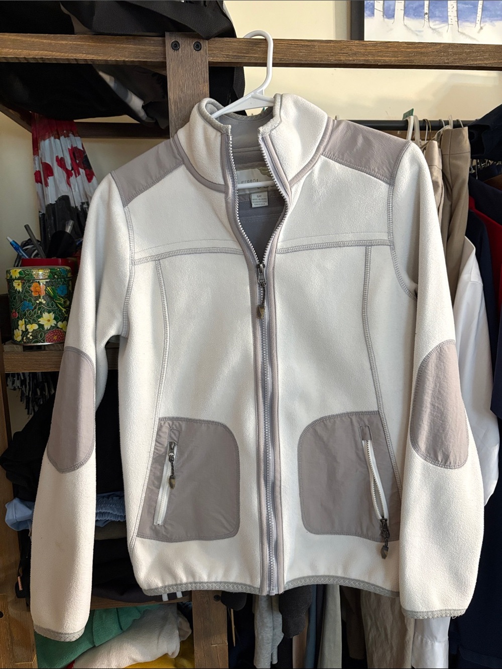 GreenTea Ivory and Gray Utility Jacket